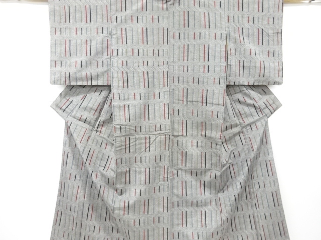 JAPANESE KIMONO / ANTQUE KIMONO / SILK / HAND WOVEN TSUMUGI / GEOMETRIC PATTERN